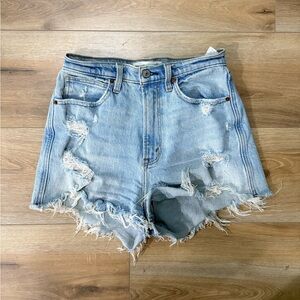 Distressed Light Blue Denim Shorts